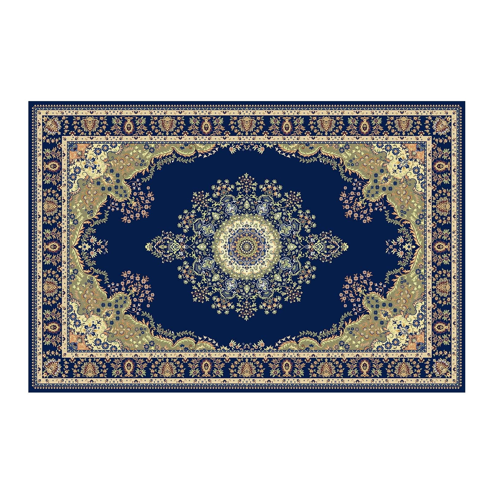 Blue Blue Vintage Pattern Rug 120X180Cm Stain Resistant Non-Slip Base ...