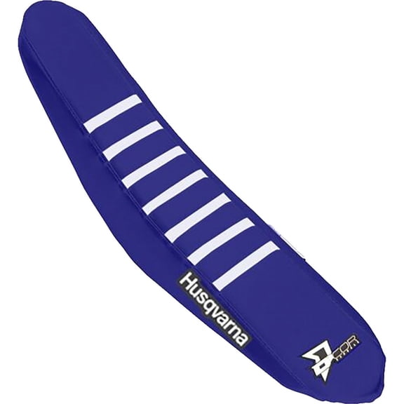 Blue/Blue/White Husqvarna Seat Cover w/White Ribs