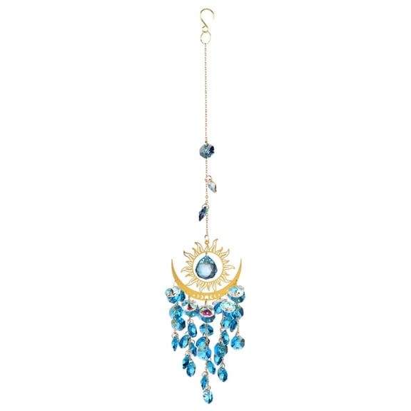Blue Blue Wind Chimes Crystals Hanging For Window Garden Suncatchers Crystal Prisms Boho Decor Iron And Glass Material 14.96X2.76 Inches Blue Wind Chimes