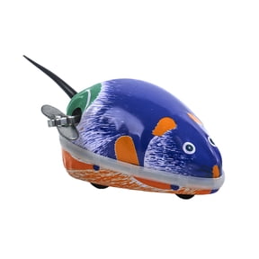 Blue Blue Wind Up Clockwork Iron Mouse Toy Retro Nostalgic Vintage Metal Mechanism Animal Figure Running Crawling Collectible For Kids