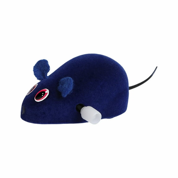 Blue Blue Wind Up Clockwork Mouse Cat Toy Flocking Fur Realistic Simulation Prey Kitten Play