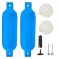 thumbnail image 1 of VANCUS Blue Boat Fenders 2 Pack, 4.5 x 16 inches Ribbed Twin Eyes Boat Bumpers Fenders for Docking, Comes with Ropes Needles and Pump to Inflate, 1 of 10