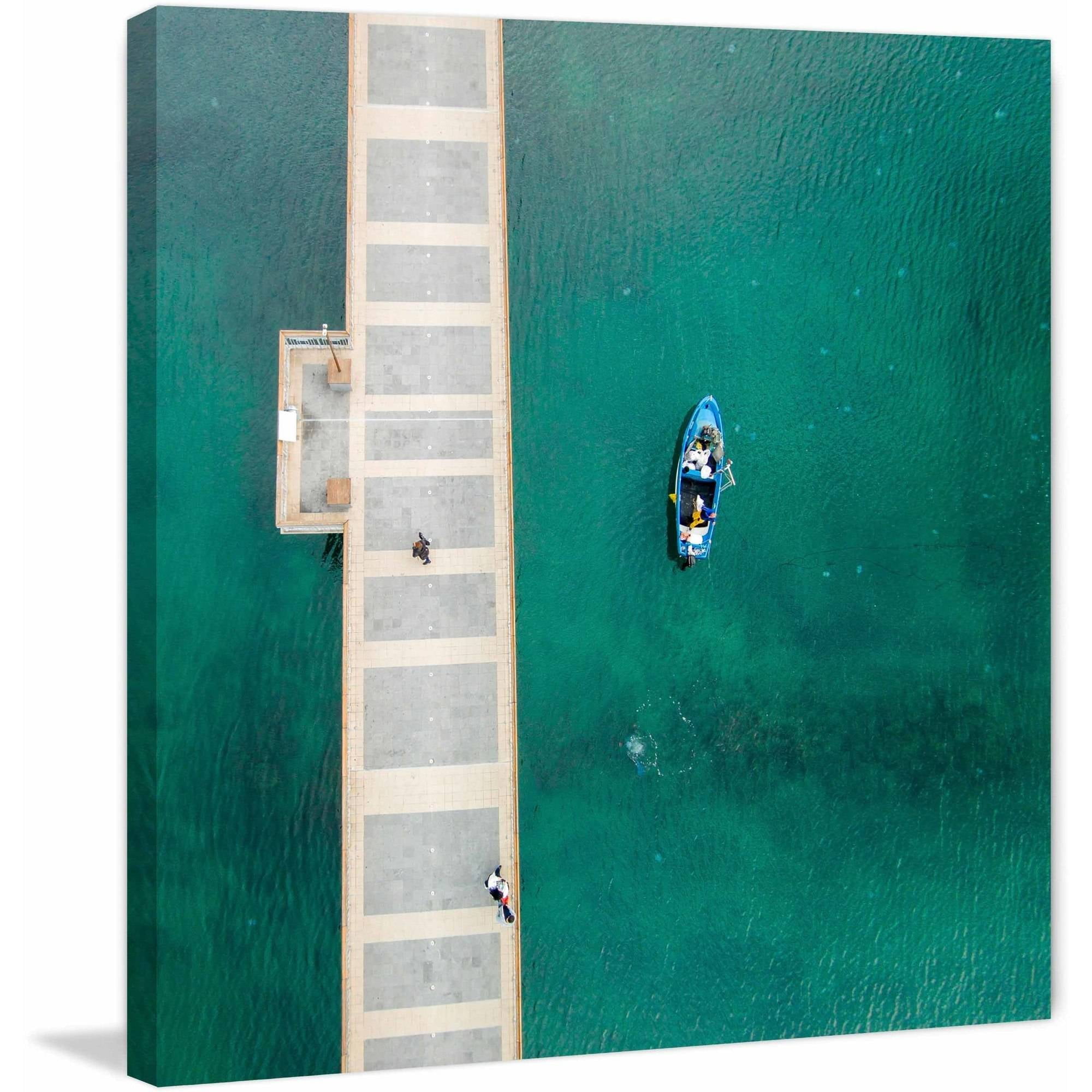 "Blue Boat Floats" Painting Print on Wrapped Canvas