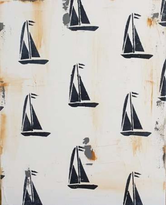 Blue Boats Canvas Art - Melissa Lyons (24 x 30)
