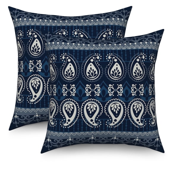 Blue Bohemia Throw Pillow Covers Modern Pillow Case for Sofa Bed Car Chair Living Room Home Decorative,20"x20",Set of 2