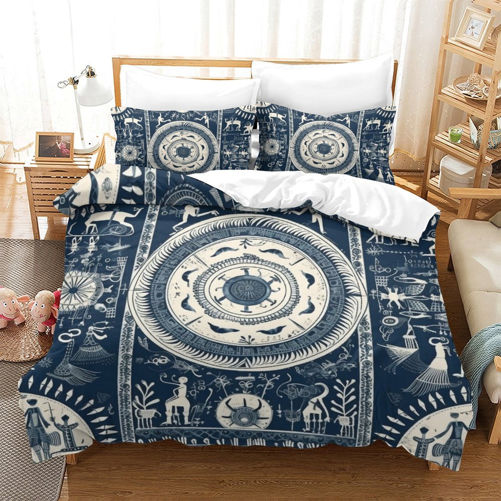 Blue Bohemian Comforter Cover Set Home Bedclothes Bedroom Decor Adult ...