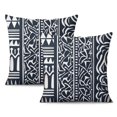 thumbnail image 1 of Blue Bohemian Geometric Lines Throw Pillow Covers 16"x16", Set Of 2, Linen Study Sofa Cushion Cover Indoor Living Room Home Decor, 1 of 7
