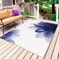 thumbnail image 1 of Blue Bohemian Outdoor Rug for Patio/Deck/Porch, Non-Slip Large Area Rug 5 x 7 Ft, Boho Modern Floral Abstract Ombre White Indoor Outdoor Rugs Washable Area Rugs, Reversible Camping Rug Carpet Runner, 1 of 8