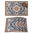 thumbnail image 1 of Blue Bohemian Placemats Set of 6 Retro Pattern Oriental Farmhouse Ethnic Place Mats Indoor Wipeable Table Mats Washable Cloth Dining Table Placemats for Kitchen Holiday Party Home Decor 13x19 Inch, 1 of 9