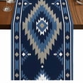 thumbnail image 1 of Blue Boho 70 Inch Table Runner, Aztec Southwest Abstract Geometric Motifs Farmhouse Dresser Scarf Cotton & Linen Tablerunner for Dining/Kitchen Island/Holiday Party Décor 13" x 70", 1 of 9