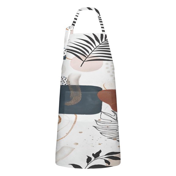 Blue Boho Abstract and Plant Pattern Apron-Garden Aprons for Women with Pockets-Cotton Linen Waterproof Kitchen Cooking Gardening Aprons Adjustable for Kitchen,Cooking,BBQ and Salon 33x27 Inch