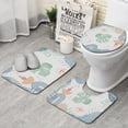 thumbnail image 1 of Blue Boho Abstract and Plant Pattern Bathroom Rugs Sets 3 Piece,Toilet Cover Set,Absorbent Non Slip Bathroom Mats Sets with U-Shaped Contour Rug Toilet Rug Set, 1 of 5