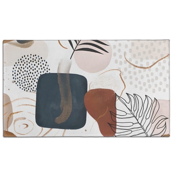 Blue Boho Abstract and Plant Pattern Door Rugs,Washable Non Slip Door Mats Indoor,Decorative Door Mats,Entry Mat Indoor for Entrance,Bedroom,Kitchen,Bathroom,17"x30"