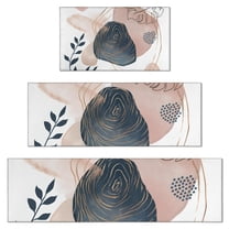 Blue Boho Abstract and Plant Pattern Kitchen Rugs Sets Of 3,Kitchen Runner Rugs Non Skid Washable,Decorative Kitchen Floor Mats for Kitchen,Sink,Laundry,17"x30"  17"x47"   17"x59"