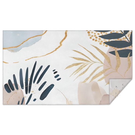Blue Boho Abstract and Plant Pattern Rectangle Tablecloth 60"x102",Waterproof Polyester Rectangle Table Cloth, Wipeable Spillproof Polyester Tablecloth for Dining, Camping, Indoor and Outdoor