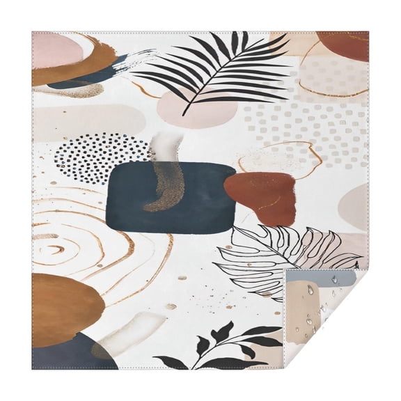 Blue Boho Abstract and Plant Pattern Square Tablecloth,Waterproof Square Table Cover,Wipeable Spillproof Washable Table Cover for Home Kitchen Party Decor 42"X42"(107x107cm)