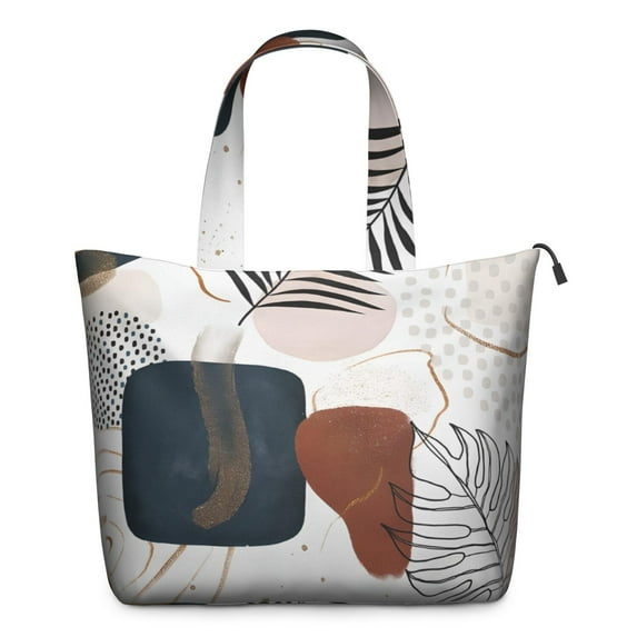 Blue Boho Abstract and Plant Pattern Travel Tote Bags for Women Carry On,Large Weekender Bags for Women Travel,Multi Functional Duffle Bag for Work,Shopping,Sports