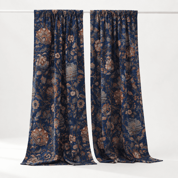 Blue Boho Blackout Flcurta 52x90 Inches 2 Panels