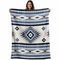 thumbnail image 1 of Blue Boho Blanket Soft Cozy Warm Throw Blanket for Couch, Plush Fuzzy Flannel Fleece Blankets for Sofa, Southwestern Ethnic Aztec Retro Geometric Bed Blankets Lightweight Gifts for Women, 40"x50", 1 of 9