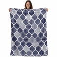 thumbnail image 1 of Blue Boho Blanket Soft Cozy Warm Twin Blanket for Bed, Plush Fuzzy Flannel Fleece Blankets for Sofa, Vintage Country Ethnic Abstract Gingham Throw Blankets for Couch, Gifts for Men, 60"x80", 1 of 9