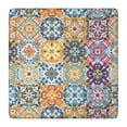 thumbnail image 1 of Blue Boho Bohemia Floral Geometric Pattern Square Fitted Tablecloth with Elastic Edge,Square Table Cover,Washable Elastic Table Cover for Home Kitchen Party Decor 36"x36", 1 of 6
