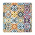 thumbnail image 1 of Multicolor Ethnic Floral Pattern Square Fitted Tablecloth with Elastic Edge,Square Table Cover,Washable Elastic Table Cover for Home Kitchen Party Decor 34"x34", 1 of 6