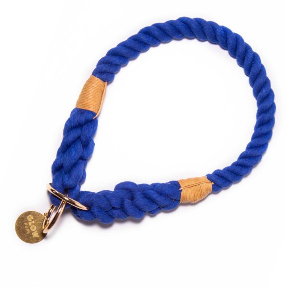 Glow Pups Rope Adjustable Slip-On Dog Collar, Blue, L, 22 Inches