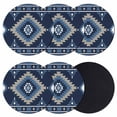 thumbnail image 1 of Blue Boho Coasters Set of 6, Absorbent Coasters for Drinks, Aztec Southwest Abstract Geometric Motifs Coaster for Desk Coffee Table Protection, Home Decor House Warming Gifts 4", 1 of 8