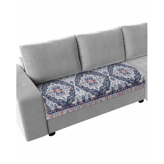 Blue Boho Couch Cushion Covers Stretch, Washable Sofa Seat Covers Individual Seat Cushion Sofa Slipcovers Ethnic Geometric Middle Century Art Couch Cover Furniture Protector M-1PCS