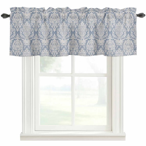 Blue Boho Curtain Valances for Windows, Kitchen Valance Window ...