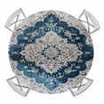 thumbnail image 1 of Blue Boho Floral Round Tablecloth for 36-44 Inch Tables, Fitted Table Cover with Elastic Edge, Vintage National Floral Textured Waterproof Outdoor Table Cloth Protector for Patio Garden Dinner Picnic, 1 of 9