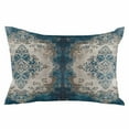 thumbnail image 1 of Blue Boho Floral Throw Pillow Cover 16 x 24 Inch Decorative Pillow Cover Vintage National Flower Lumbar Pillowcase Seasonal Rectangle Cushion Case for Couch Sofa Bed Living Room, 1 of 7