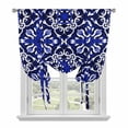 thumbnail image 1 of Blue Boho Floral Tie Up Curtain Valance for Window,Adjustable Rod Pocket Window Curtains Shades,Abstract Oriental Bohemian Flower Light Filtering Valance Drapes for Living Room Bedroom 52"x63", 1 of 9
