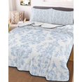 thumbnail image 1 of Blue Boho Floral Twin Size Down Alternative Comforter, Lightweight Comforter Quilt Bedding Set with Pillow Shams Farmhouse Middle Century Flowers All Seasons Bed Comforter Duvet Insert 68"x86", 1 of 7