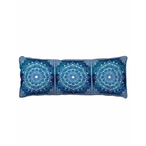 Blue Boho Flowers Body Pillow Cover 20 x 54 Inch Decorative Pillow Cover Ethnic Farmhouse Abstract Floral Art Lumbar Pillowcase Seasonal Rectangle Cushion Case for Couch Sofa Bed Living Room