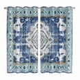 thumbnail image 1 of Blue Boho Kitchen Curtains 63 Inch Length, Farmhouse Bohemian Medallion Oriental Flower Grommet Top Bedroom Living Room Curtains, Light Filtering Cafe Curtain Drapes 2 Panels Set 84''x63'', 1 of 9
