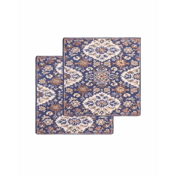 Blue Boho Kitchen Dish Towels for Drying Dishes Set of 2, Farmhouse Neutral Flowers Pattern Aesthetic Waffle Weave Microfiber Terry Hand Tea Bathroom Towels Quick Dry & Absorbent Towel 12x12
