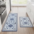 thumbnail image 1 of Blue Boho Kitchen Mats for Floor 2 Piece, Cushioned Anti-Fatigue Kitchen Rugs, Memory Foam Kitchen Rugs and Mats Non Skid Waterproof, Blue Retro Floor Comfort Mat, 18'''' x 48'''' + 18'''' x 30'''', 1 of 6