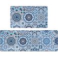 thumbnail image 1 of Blue Boho Kitchen Mats for Floor 2 Piece, Cushioned Anti Fatigue Mats for Kitchen Floor Mat, Blue Kitchen Rugs Set, Farmhouse Kitchen Floor Mat, Kitchen Rug and Mats Non Skid Waterproof, 1 of 6
