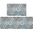thumbnail image 1 of Blue Boho Kitchen Mats Set of 2 Cushioned Anti-Fatigue Kitchen Rugs Waterproof Kitchen Floor Rug Washable Comfort Standing Mat Kitchen Carpet Runner Rug for Sink Laundry,17.3x28+17.3x47 Inch, 1 of 6
