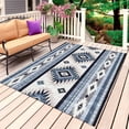 thumbnail image 1 of Blue Boho Outdoor Rug for Patio/Deck/Porch, Non-Slip Large Area Rug 3 x 5 Ft, Southwestern Ethnic Aztec Retro Geometric Indoor Outdoor Rugs Washable Area Rugs, Reversible Camping Rug Carpet Runner, 1 of 8