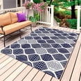 thumbnail image 1 of Blue Boho Outdoor Rug for Patio/Deck/Porch, Non-Slip Large Area Rug 4 x 6 Ft, Vintage Country Ethnic Abstract Gingham Indoor Outdoor Rugs Washable Area Rugs, Reversible Camping Rug Carpet Runner, 1 of 8