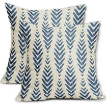 Blue Boho Pillow Covers 18x18 Set of 2 Bohemian Ethnic Geometric Herringbone Print Decorative Throw Pillows Outdoor Pillowcase Square Farmhouse Cushion Case Decor for Couch Sofa Bed