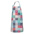 thumbnail image 1 of Blue Boho Pioneer Flower Patchwork Pattern Apron-Garden Aprons for Women with Pockets-Cotton Linen Waterproof Kitchen Cooking Gardening Aprons Adjustable for Kitchen,Cooking,BBQ and Salon 33x27 Inch, 1 of 7