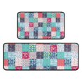 thumbnail image 1 of Blue Boho Pioneer Flower Patchwork Pattern Kitchen Rugs Sets Of 2,Anti Fatigue Kitchen Mat Rugs Non Slip Washable,Decorative Kitchen Floor Mats for Kitchen,Sink,Laundry,17"X30"+17"X47", 1 of 7