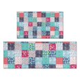 thumbnail image 1 of Blue Boho Pioneer Flower Patchwork Pattern Kitchen Rugs Sets Of 2,Anti Fatigue Kitchen Mat Rugs Non Slip Washable,Decorative Kitchen Floor Mats for Kitchen,Sink,Laundry,17"x30"+17"x47", 1 of 7