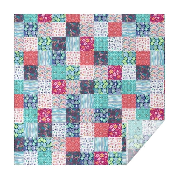 Blue Boho Pioneer Flower Patchwork Pattern Square Tablecloth,Waterproof Square Table Cover,Wipeable Spillproof Washable Table Cover for Home Kitchen Party Decor 42"X42"(107x107cm)