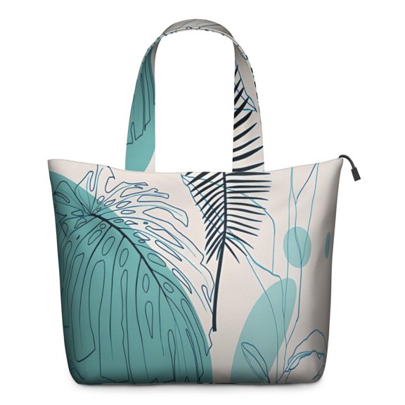 Blue Boho Plant Pattern Travel Tote Bags for Women Carry On,Large Weekender Bags for Women Travel,Multi Functional Duffle Bag for Work,Shopping,Sports