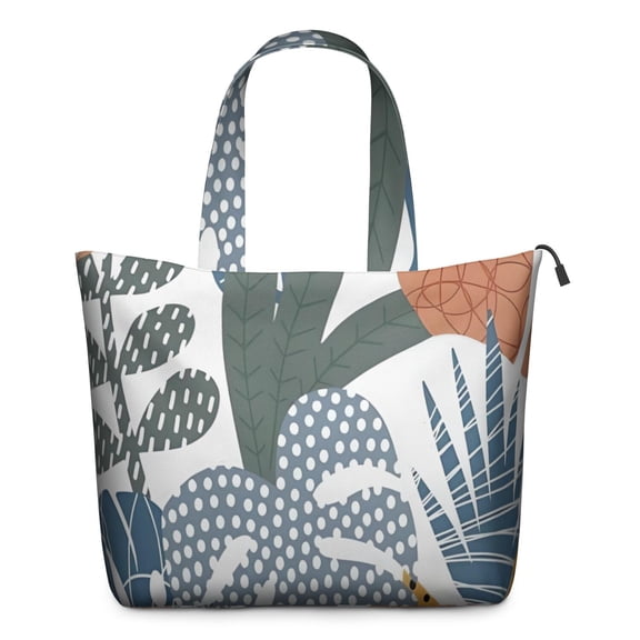 Blue Boho Plant Pattern Travel Tote Bags for Women Carry On,Large Weekender Bags for Women Travel,Multi Functional Duffle Bag for Work,Shopping,Sports