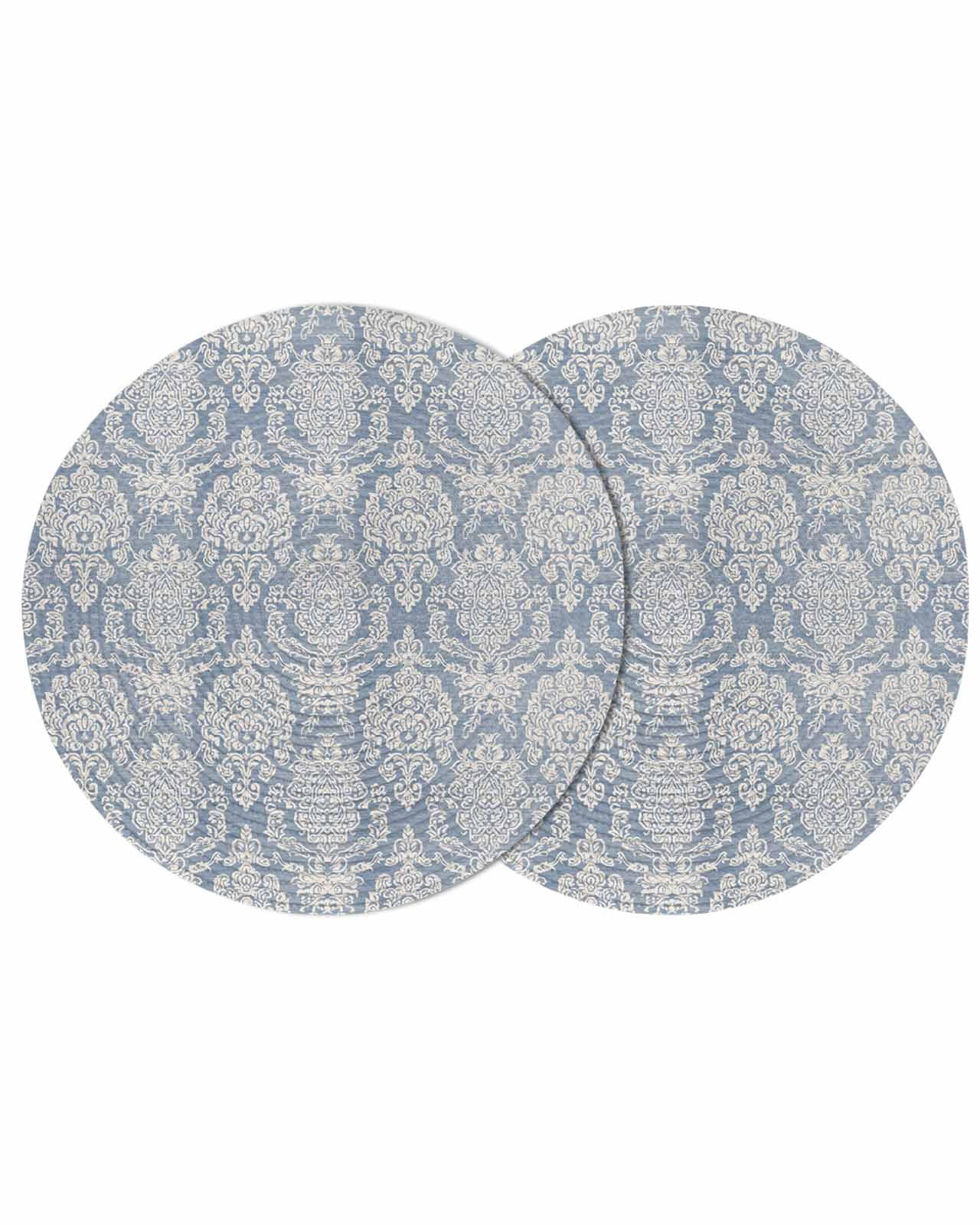 Blue Boho Round 13 Inch Placemats Set of 2, Vintage Mexican Ethnic ...